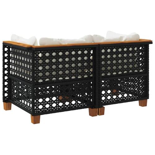 Hjørnemoduler til havesofa 2 stk. med hynder polyrattan sort