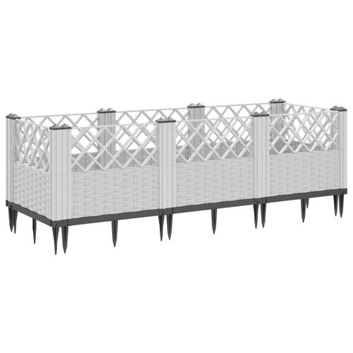 Plantekasse med spyd 123,5x43,5x43,5 cm PP hvid