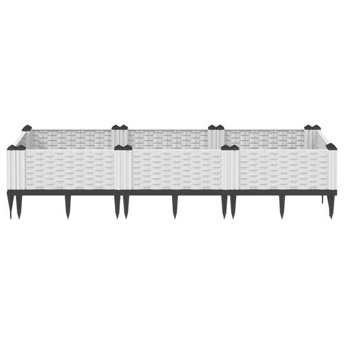 Plantekasse med spyd 125x40x28,5 cm PP hvid