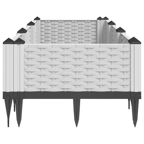 Plantekasse med spyd 125x40x28,5 cm PP hvid