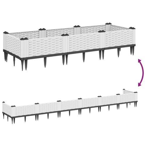 Plantekasse med spyd 125x40x28,5 cm PP hvid