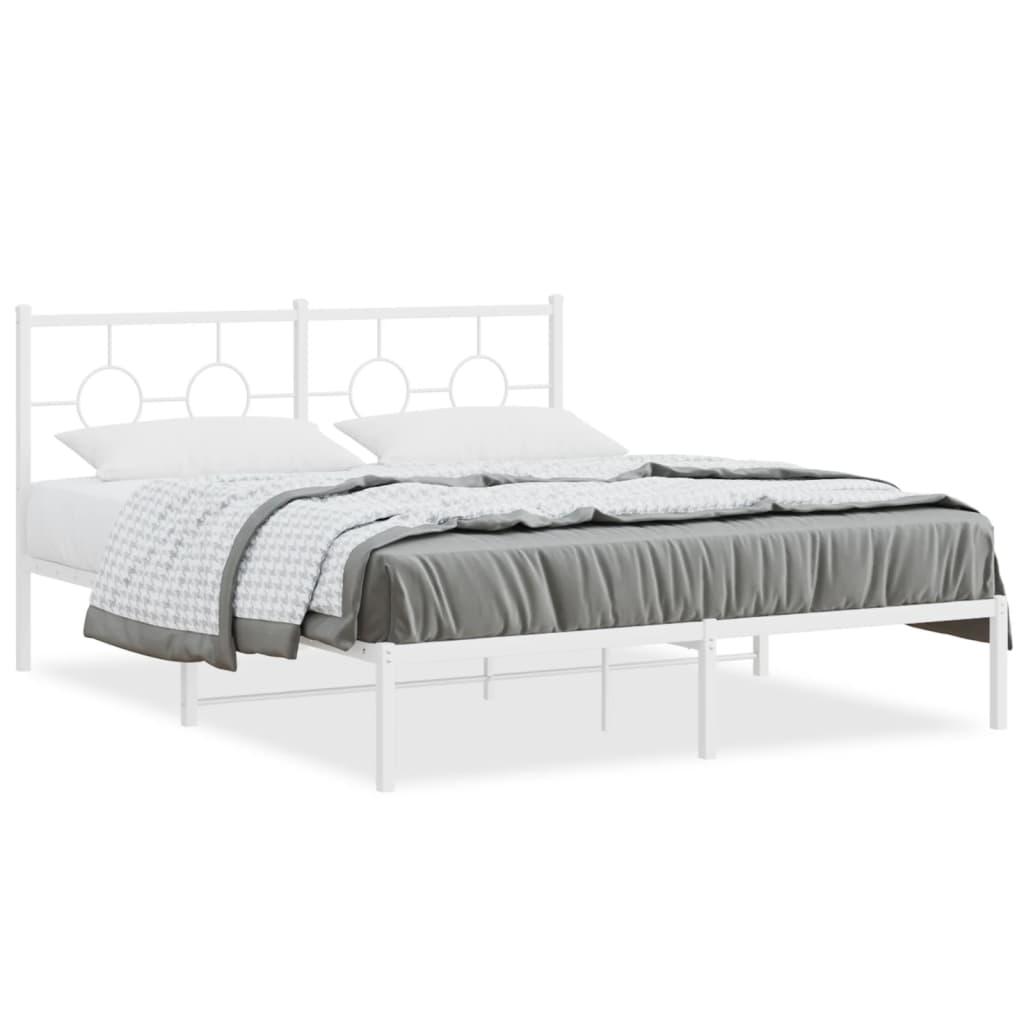 Sengeramme med sengegavl 150x200 cm metal hvid