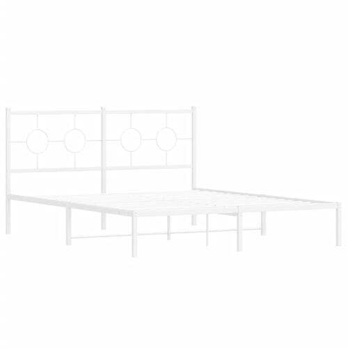 Sengeramme med sengegavl 150x200 cm metal hvid
