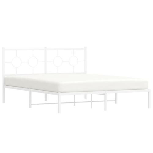 Sengeramme med sengegavl 150x200 cm metal hvid