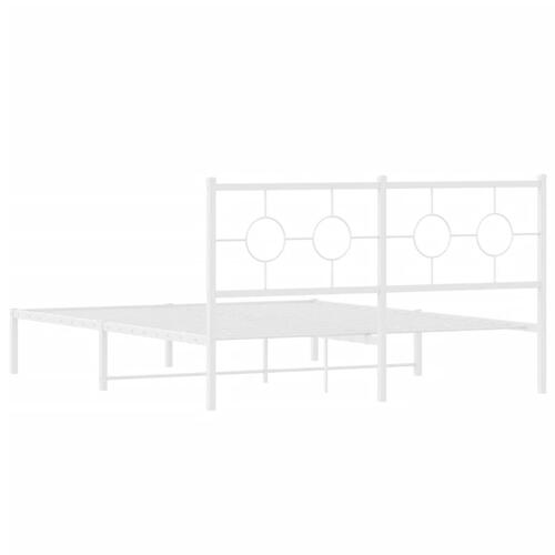 Sengeramme med sengegavl 150x200 cm metal hvid