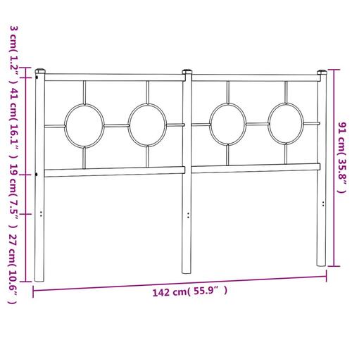 Sengegavl 135 cm metal hvid