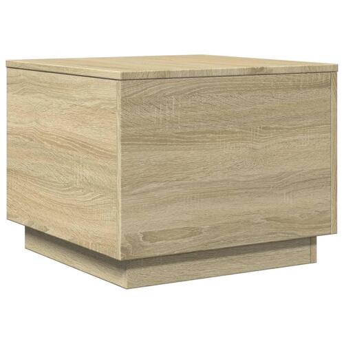 Sofabord med LED-lys 50x50x40 cm sonoma-eg