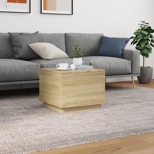 Sofabord med LED-lys 50x50x40 cm sonoma-eg