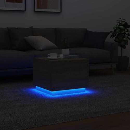 Sofabord med LED-lys 50x50x40 cm sonoma-eg