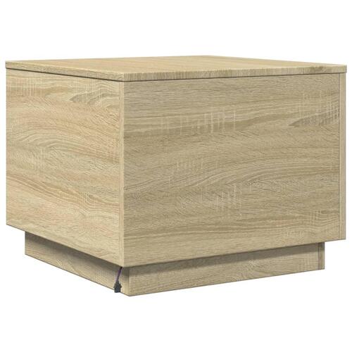 Sofabord med LED-lys 50x50x40 cm sonoma-eg