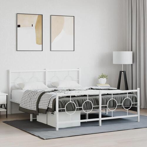Sengeramme med sengegavl og fodgærde 160x200 cm metal hvid