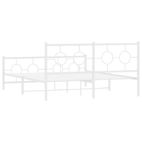 Sengeramme med sengegavl og fodgærde 160x200 cm metal hvid