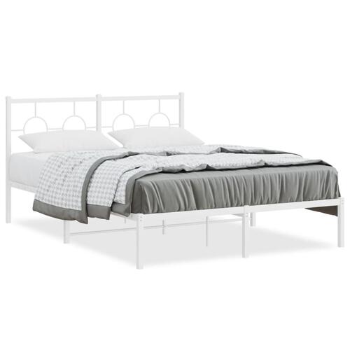 Sengeramme med sengegavl 140x190 cm metal hvid