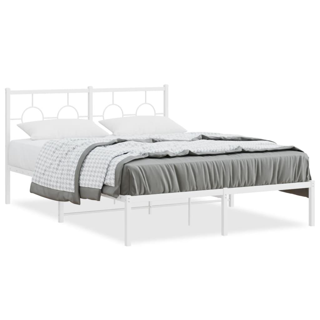 Sengeramme med sengegavl 140x190 cm metal hvid