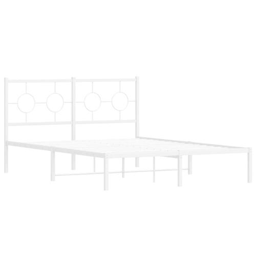 Sengeramme med sengegavl 140x190 cm metal hvid