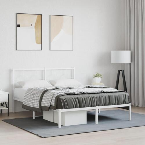 Sengeramme med sengegavl 140x190 cm metal hvid