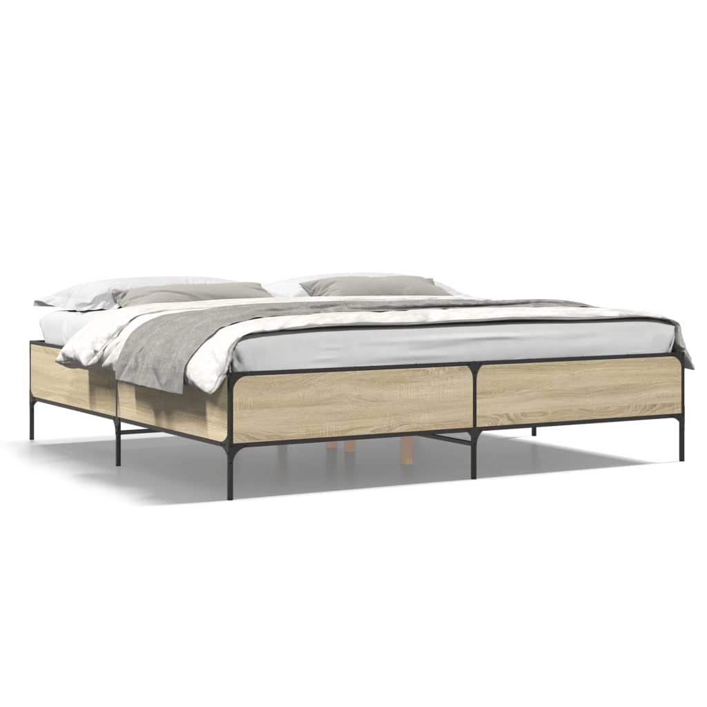 Sengestel 180x200 cm konstrueret træ og metal sonoma-eg