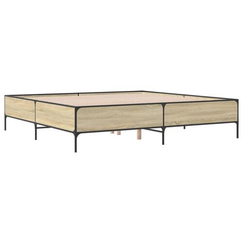 Sengestel 180x200 cm konstrueret træ og metal sonoma-eg