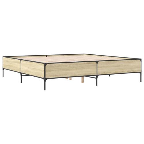Sengestel 180x200 cm konstrueret træ og metal sonoma-eg