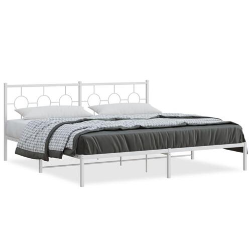 Sengeramme med sengegavl 200x200 cm metal hvid
