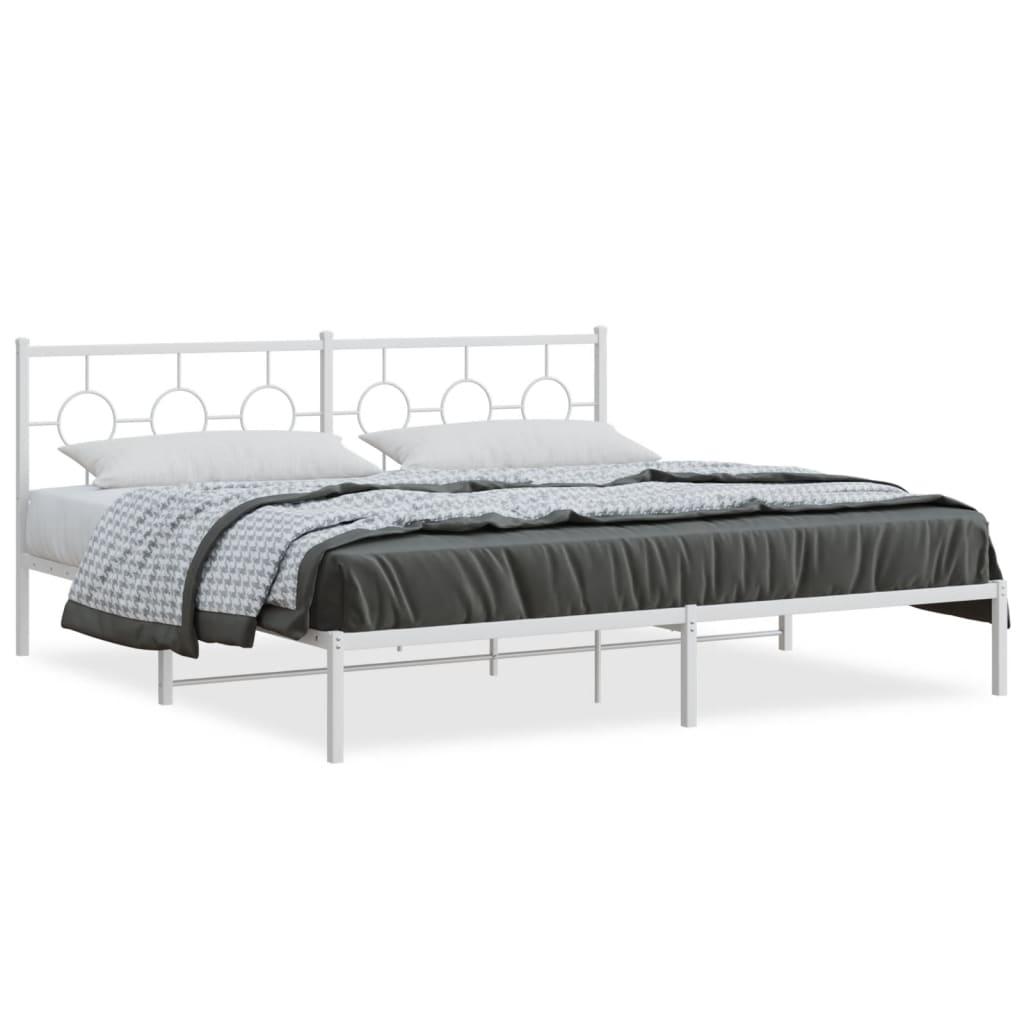 Sengeramme med sengegavl 200x200 cm metal hvid
