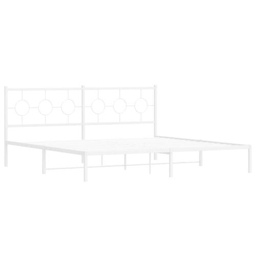 Sengeramme med sengegavl 200x200 cm metal hvid