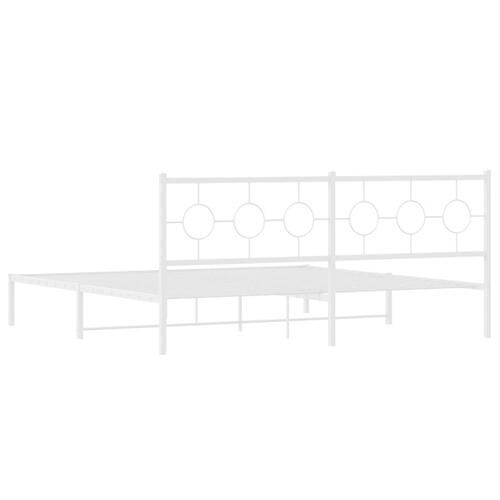 Sengeramme med sengegavl 200x200 cm metal hvid