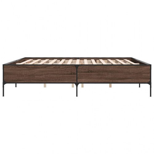 Sengeramme 200 x 200 cm i konstrueret træ og metal - brun egetræ