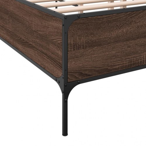 Sengeramme 200 x 200 cm i konstrueret træ og metal - brun egetræ