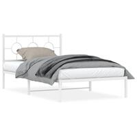 Sengeramme med sengegavl og fodgærde 107x203 cm metal hvid