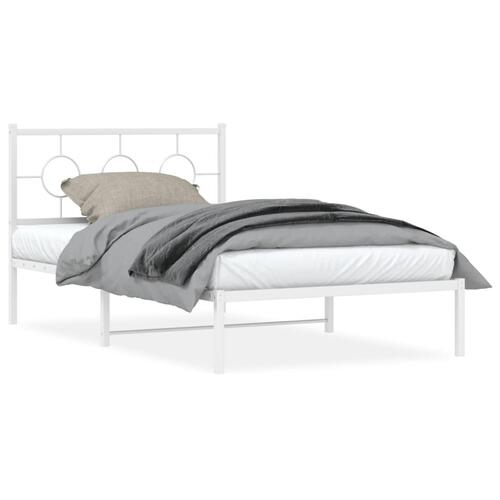 Sengeramme med sengegavl og fodgærde 107x203 cm metal hvid