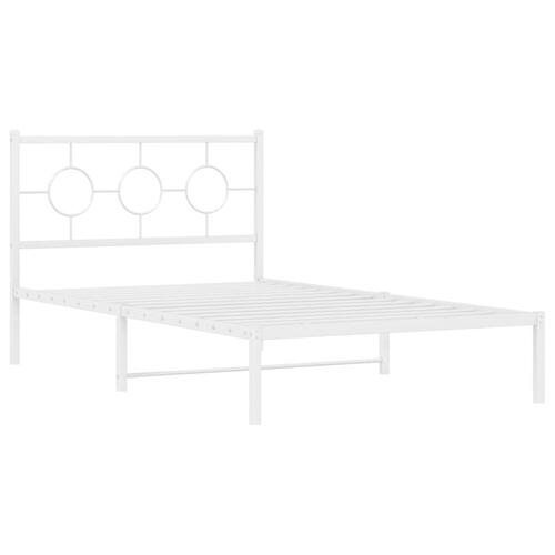 Sengeramme med sengegavl og fodgærde 107x203 cm metal hvid