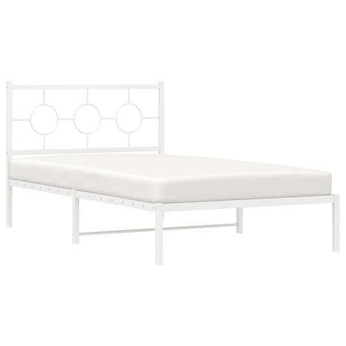Sengeramme med sengegavl og fodgærde 107x203 cm metal hvid