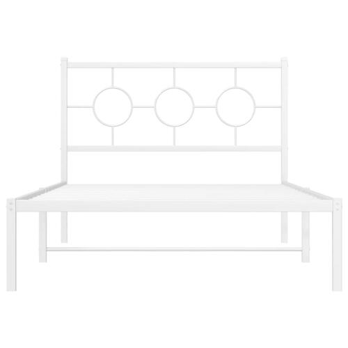 Sengeramme med sengegavl og fodgærde 107x203 cm metal hvid