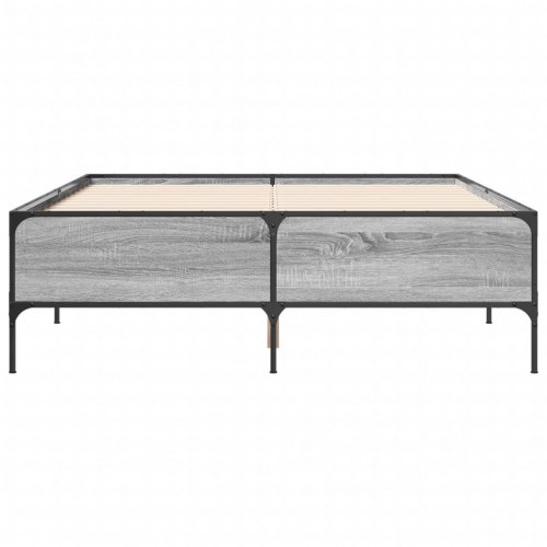 Sengestel 120 x 200 cm i konstrueret træ og metal - grå sonoma-eg