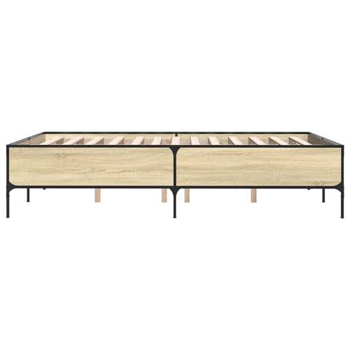 Sengestel 120x190 cm konstrueret træ og metal sonoma-eg