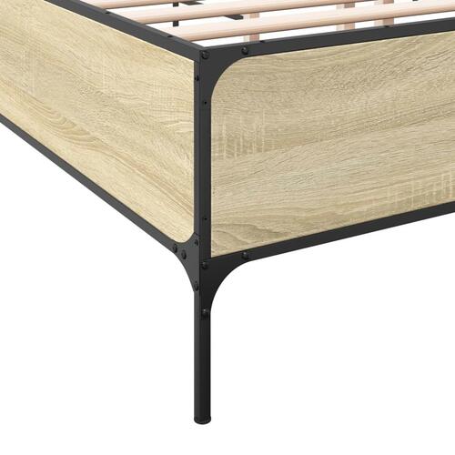 Sengestel 120x190 cm konstrueret træ og metal sonoma-eg