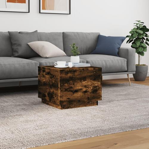 Sofabord med metalben 50x50x40 cm røget egetræsfarve