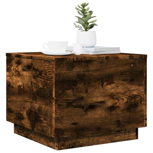Sofabord med metalben 50x50x40 cm røget egetræsfarve