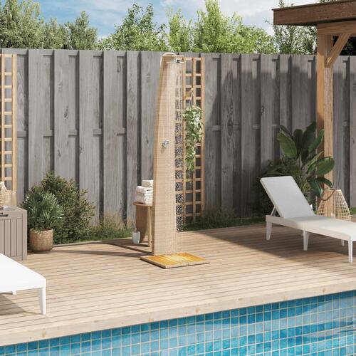 Havebruser 55x60x224 cm polyrattan og akacietræ beige
