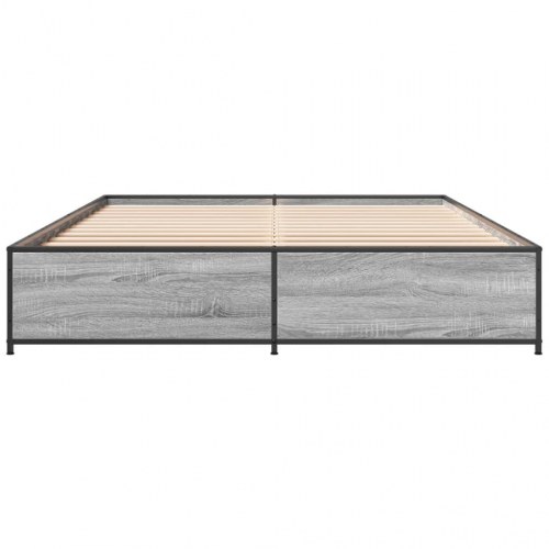 Sengestel 140x200 cm konstrueret træ og metal grå sonoma-eg