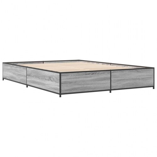 Sengestel 140x200 cm konstrueret træ og metal grå sonoma-eg