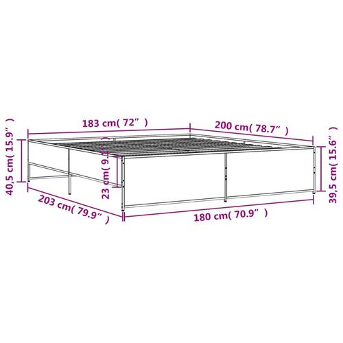 Sengestel 180x200 cm konstrueret træ og metal sort