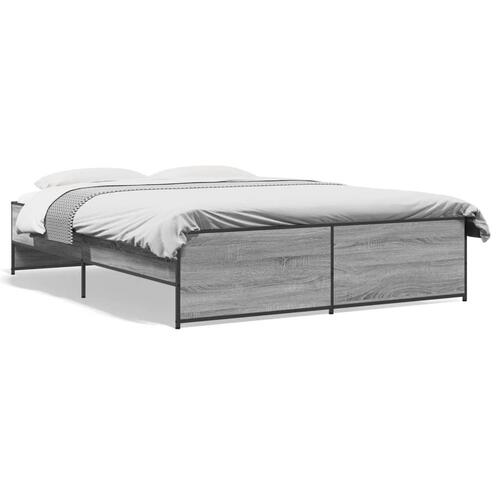 Sengestel 150x200 cm konstrueret træ og metal grå sonoma-eg