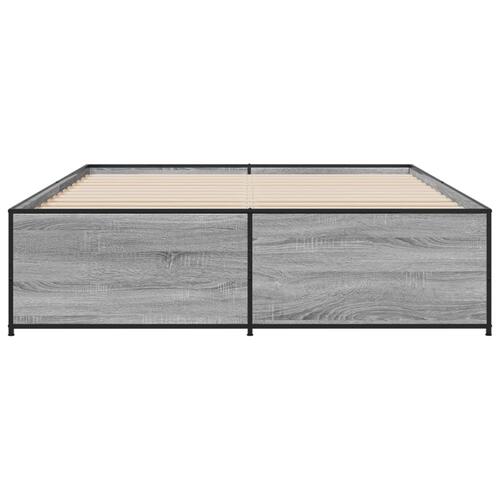 Sengestel 150x200 cm konstrueret træ og metal grå sonoma-eg