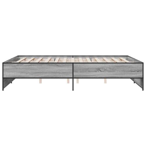 Sengestel 150x200 cm konstrueret træ og metal grå sonoma-eg