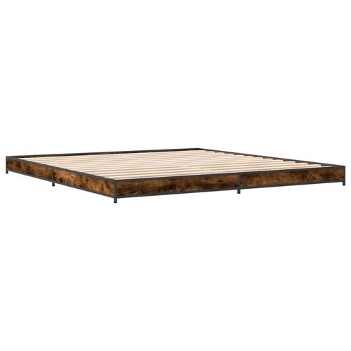Sengestel 200x200cm konstrueret træ og metal røget egetræsfarve