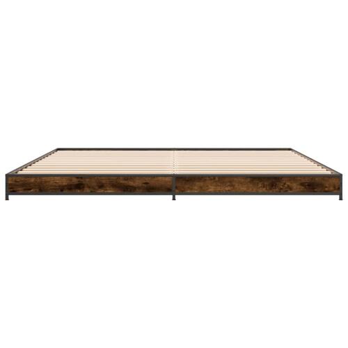 Sengestel 200x200cm konstrueret træ og metal røget egetræsfarve