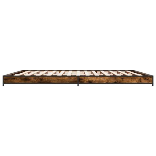 Sengestel 200x200cm konstrueret træ og metal røget egetræsfarve