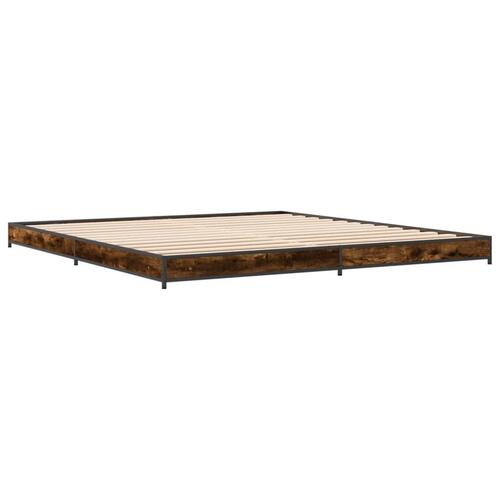 Sengestel 200x200cm konstrueret træ og metal røget egetræsfarve